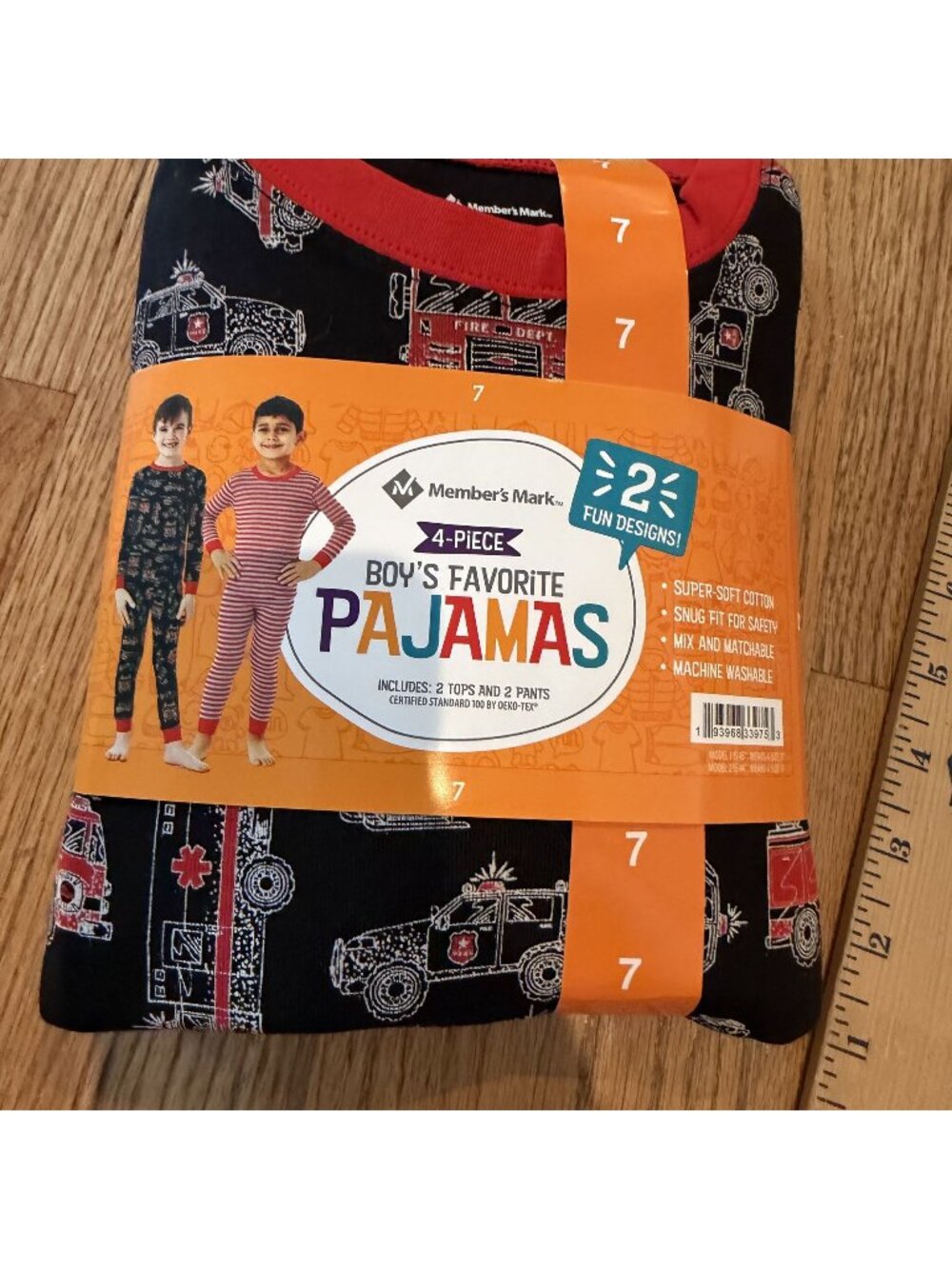 Members Mark Boys Fire Truck Pajamas New 2 Pair Size 7